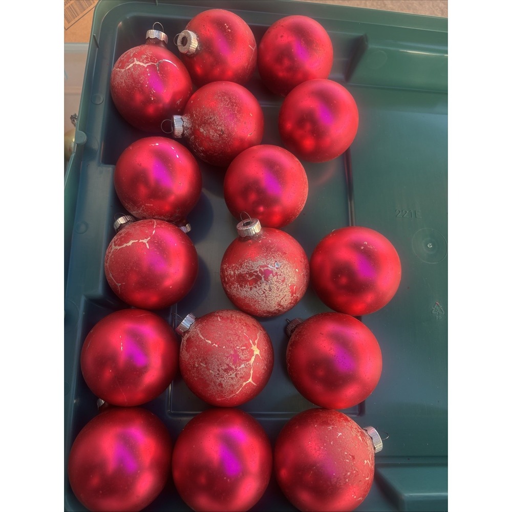 Shiny Brite Pink Glass Round Ball Lot Of 16